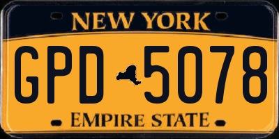 NY license plate GPD5078