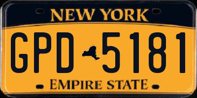 NY license plate GPD5181