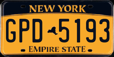 NY license plate GPD5193