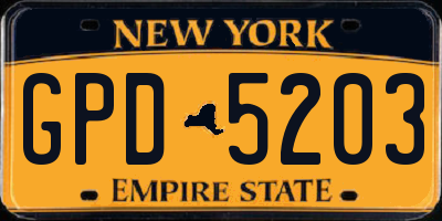 NY license plate GPD5203