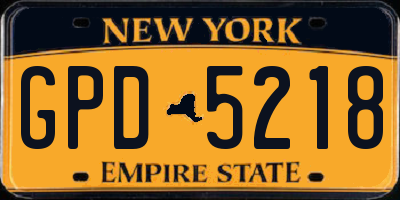 NY license plate GPD5218