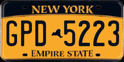 NY license plate GPD5223
