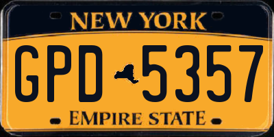 NY license plate GPD5357