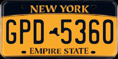 NY license plate GPD5360