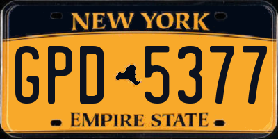 NY license plate GPD5377