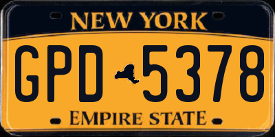 NY license plate GPD5378