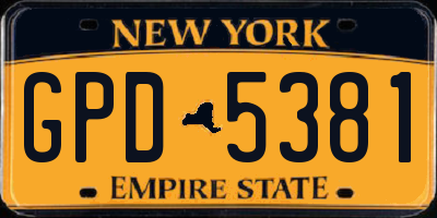 NY license plate GPD5381