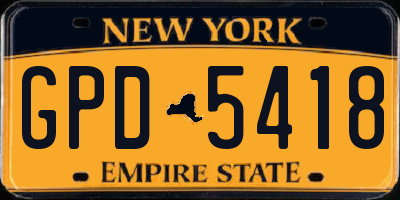 NY license plate GPD5418