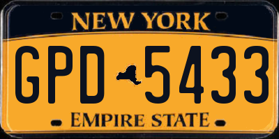 NY license plate GPD5433