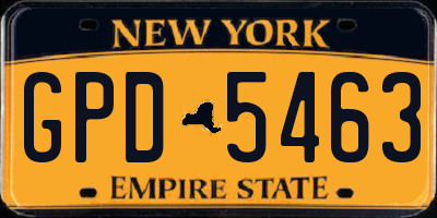 NY license plate GPD5463
