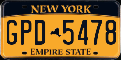NY license plate GPD5478