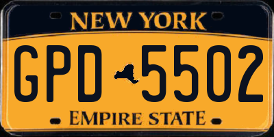NY license plate GPD5502