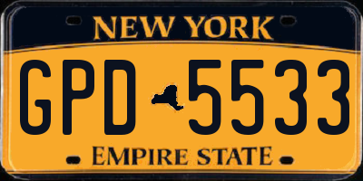 NY license plate GPD5533
