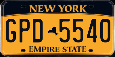 NY license plate GPD5540