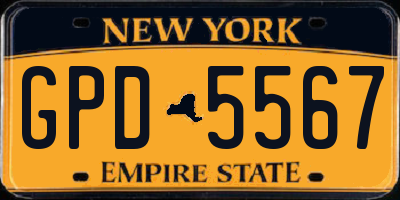 NY license plate GPD5567