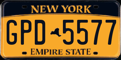 NY license plate GPD5577