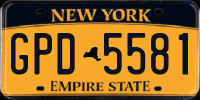 NY license plate GPD5581
