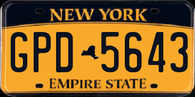 NY license plate GPD5643