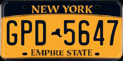 NY license plate GPD5647