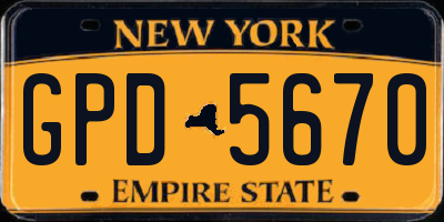 NY license plate GPD5670