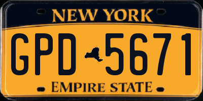 NY license plate GPD5671