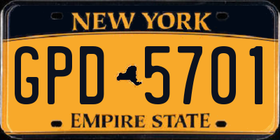 NY license plate GPD5701