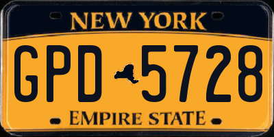 NY license plate GPD5728