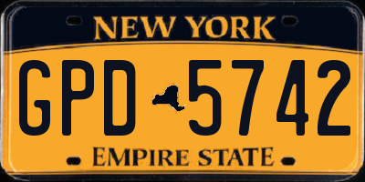 NY license plate GPD5742