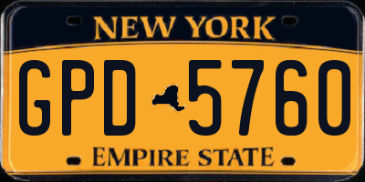 NY license plate GPD5760