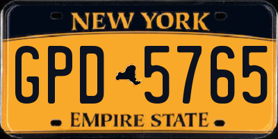 NY license plate GPD5765