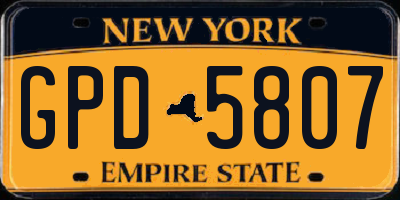NY license plate GPD5807