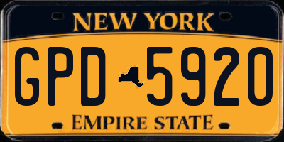 NY license plate GPD5920