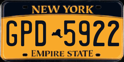 NY license plate GPD5922