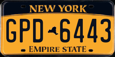 NY license plate GPD6443