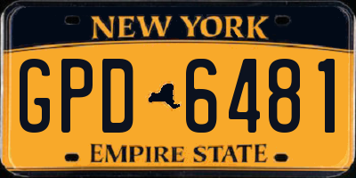 NY license plate GPD6481
