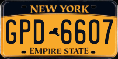 NY license plate GPD6607
