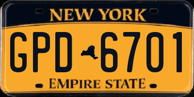 NY license plate GPD6701