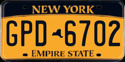 NY license plate GPD6702