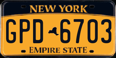 NY license plate GPD6703