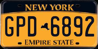 NY license plate GPD6892