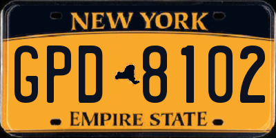 NY license plate GPD8102