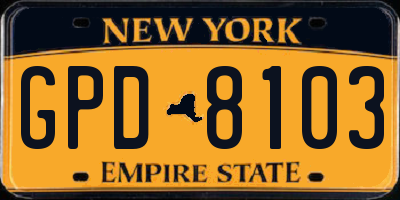 NY license plate GPD8103