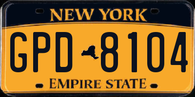 NY license plate GPD8104