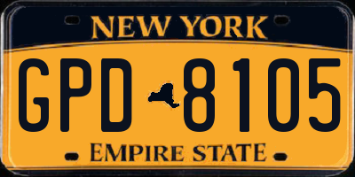 NY license plate GPD8105