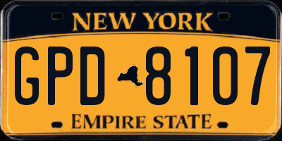 NY license plate GPD8107
