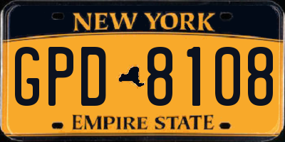 NY license plate GPD8108