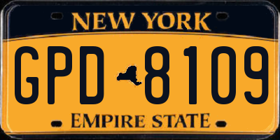 NY license plate GPD8109
