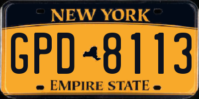 NY license plate GPD8113