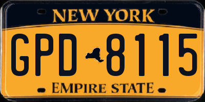NY license plate GPD8115