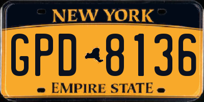 NY license plate GPD8136